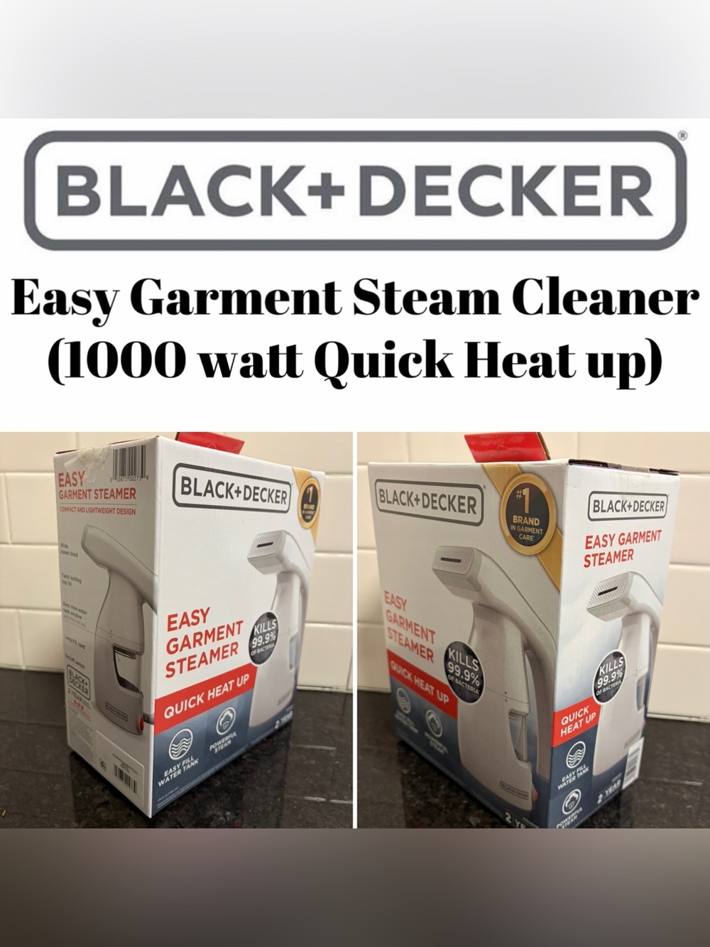 BLACK+DECKER - Easy Garment Steam Cleaner (Quick Heat up) - New in Box